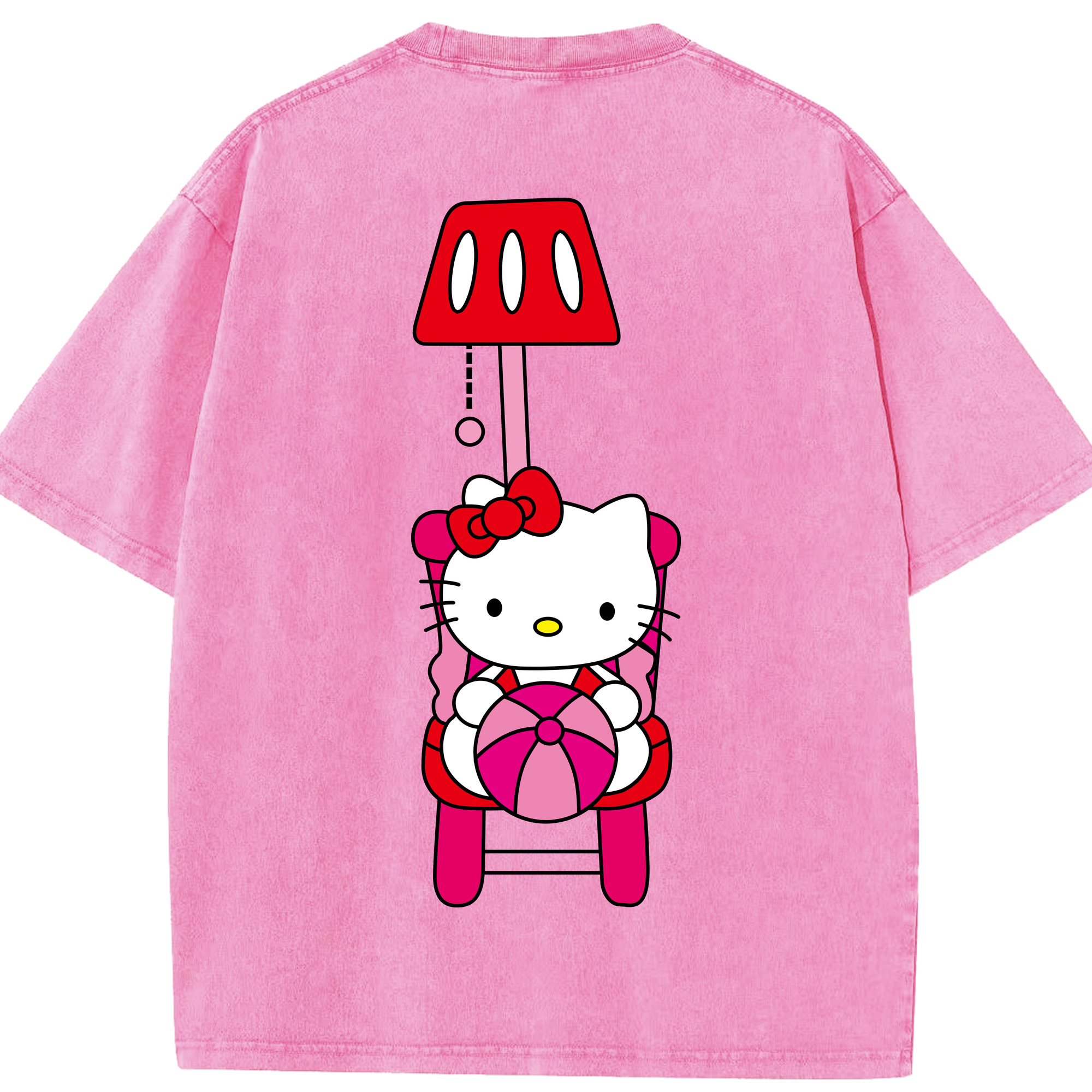（画像用） Hello Kitty ハローキティ 綿100% ヴィンテージ風 半袖Tシャツ（背面プリント）